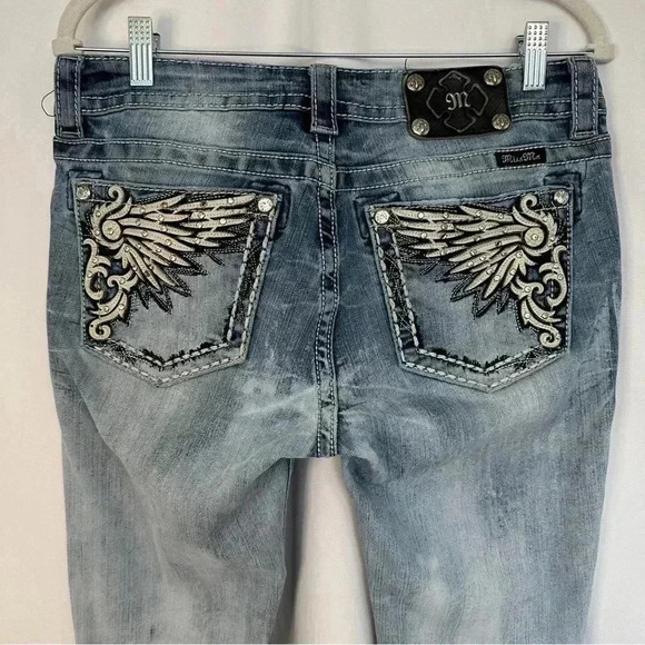 Miss Me Jeans Mid Rise Bootcut Embellished Back Pockets‎ Cropped Womens Sz 30 - Picture 8 of 16